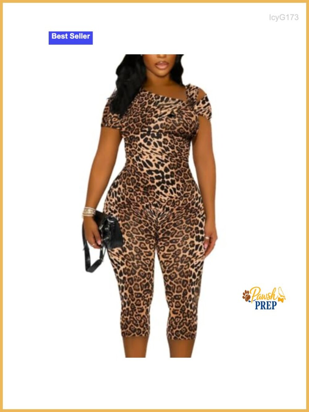 Women's Capri Jumpsuit Bodycon One Piece Romper Club Outfit Leopard Print